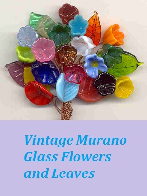 Vintage Murano Glass Flowers & Leaves